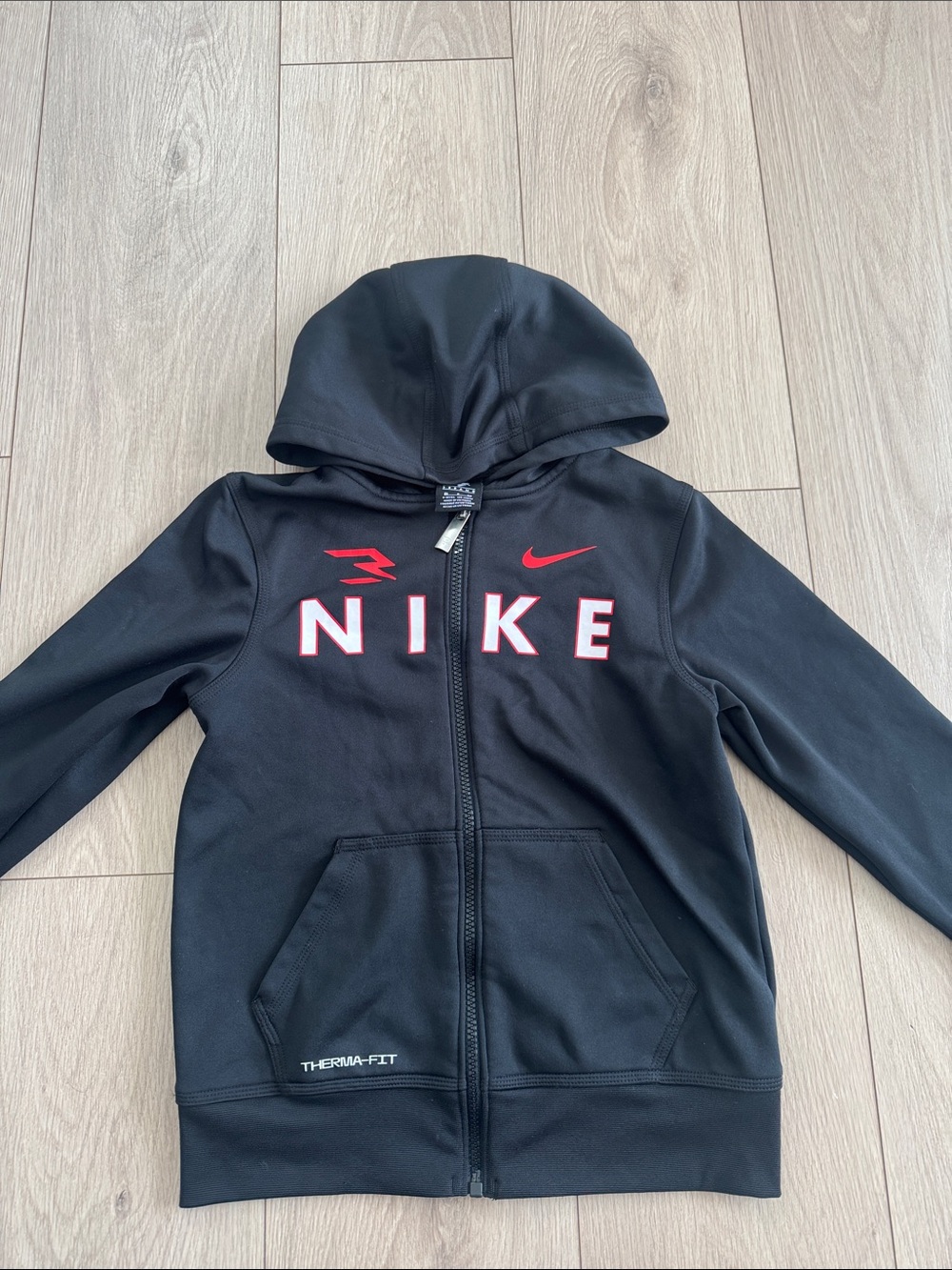 Nike Black Full-Zip Hoodie with Red NIKE Logo